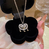 Women's Titanium Steel Geometric Design Mixed Gemstone Setting Cross Chain Necklace