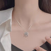 Women's Titanium Steel Geometric Design Mixed Gemstone Setting Cross Chain Necklace