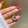 Women's Titanium Steel Geometric Diamond Moon Projection Necklace