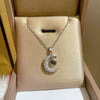 Women's Titanium Steel Geometric Diamond Moon Projection Necklace