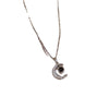 Women's Titanium Steel Geometric Diamond Moon Projection Necklace