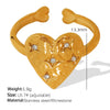 Women's 316L Stainless Steel Geometric Diamond Open Ring Gold Plated French Style Light Luxury Fashion Niche