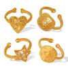 Women's 316L Stainless Steel Geometric Diamond Open Ring Gold Plated French Style Light Luxury Fashion Niche