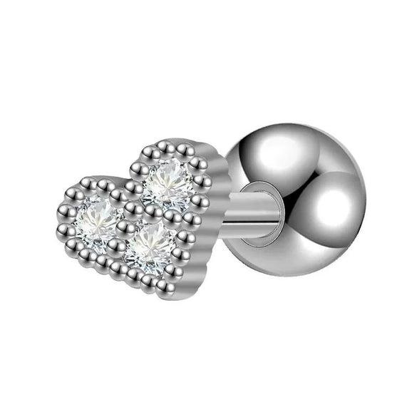 Women's Titanium Steel Geometric Diamond Style Ear Studs With Thin Needle Screw Back Princess Style Cartilage And Helix Earrings