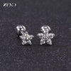 Women's Titanium Steel Geometric Diamond Style Ear Studs With Thin Needle Screw Back Princess Style Cartilage And Helix Earrings