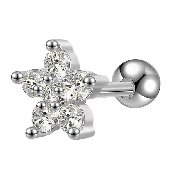 Women's Titanium Steel Geometric Diamond Style Ear Studs With Thin Needle Screw Back Princess Style Cartilage And Helix Earrings