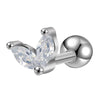 Women's Titanium Steel Geometric Diamond Style Ear Studs With Thin Needle Screw Back Princess Style Cartilage And Helix Earrings