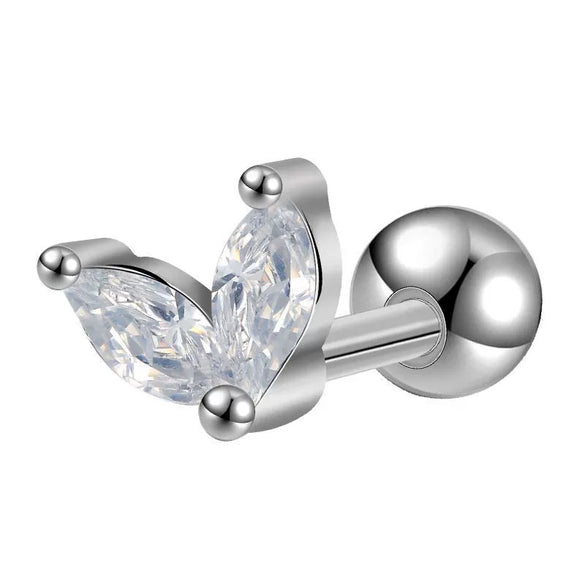 Women's Titanium Steel Geometric Diamond Style Ear Studs With Thin Needle Screw Back Princess Style Cartilage And Helix Earrings