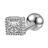 Women's Titanium Steel Geometric Diamond Style Ear Studs With Thin Needle Screw Back Princess Style Cartilage And Helix Earrings