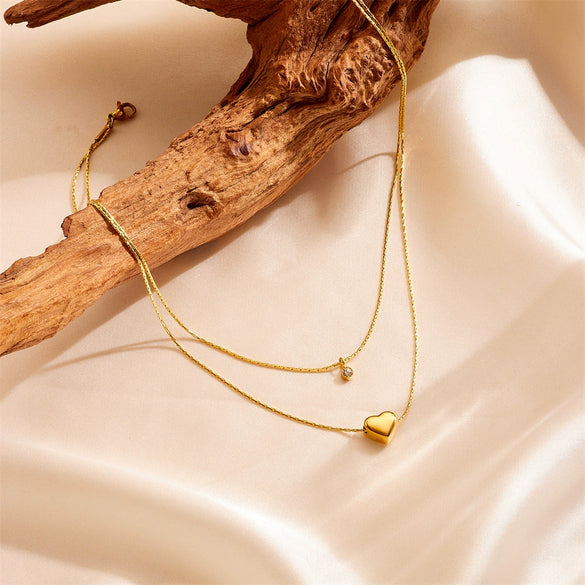 Women's Titanium Steel Geometric Double Clavicle Chain Necklace