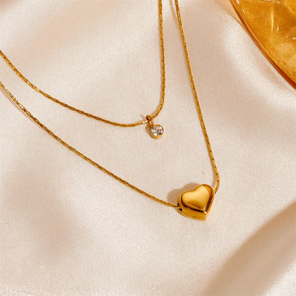 Women's Titanium Steel Geometric Double Clavicle Chain Necklace