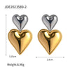 Women's Titanium Steel Geometric Double Earrings With Electroplating And Nonfading Love Pendant