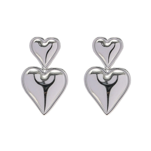 Women's Titanium Steel Geometric Double Earrings With Electroplating And Nonfading Love Pendant