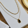 Women's Titanium Steel Geometric Double Layer Stacked Necklace Chain With Figaro Chain And Electroplating Treatment