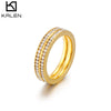 Women's Titanium Steel Geometric Double Row Circle Ring With Full Rhinestone Inlay Electroplated Stainless Steel Fashion Jewelry