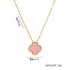 Women's Titanium Steel Geometric Doublesided Fourleaf Clover Necklace With O Word Chain Electroplated