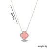 Women's Titanium Steel Geometric Doublesided Fourleaf Clover Necklace With O Word Chain Electroplated