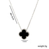 Women's Titanium Steel Geometric Doublesided Fourleaf Clover Necklace With O Word Chain Electroplated