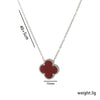 Women's Titanium Steel Geometric Doublesided Fourleaf Clover Necklace With O Word Chain Electroplated