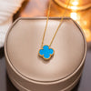 Women's Titanium Steel Geometric Doublesided Fourleaf Clover Necklace With O Word Chain Electroplated