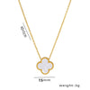 Women's Titanium Steel Geometric Doublesided Fourleaf Clover Necklace With O Word Chain Electroplated