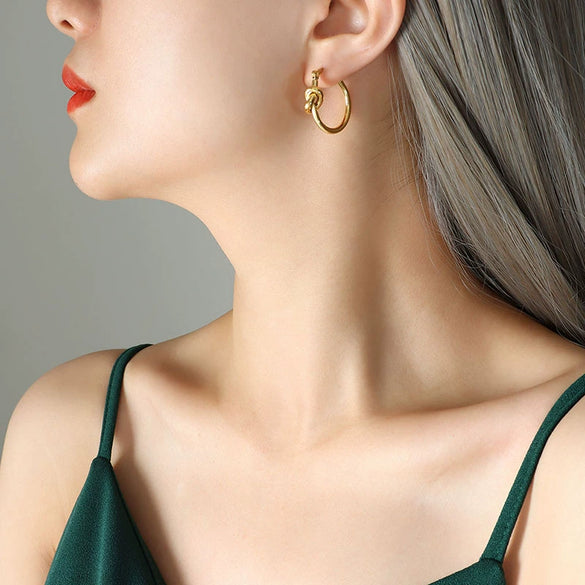 Women's Titanium Steel Geometric Electroplated Earrings