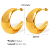 Women's 316L Stainless Steel Geometric Electroplating Cshaped Halfmoon Hollow Simple Smooth Earrings