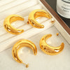 Women's 316L Stainless Steel Geometric Electroplating Cshaped Halfmoon Hollow Simple Smooth Earrings
