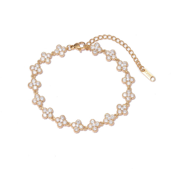 Women's Titanium Steel Geometric Flower Bracelet With Electroplating Design Simple Style