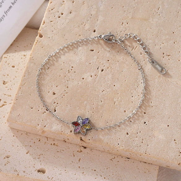 Women's Titanium Steel Geometric Flower Style Electroplating Bracelet Jewelry