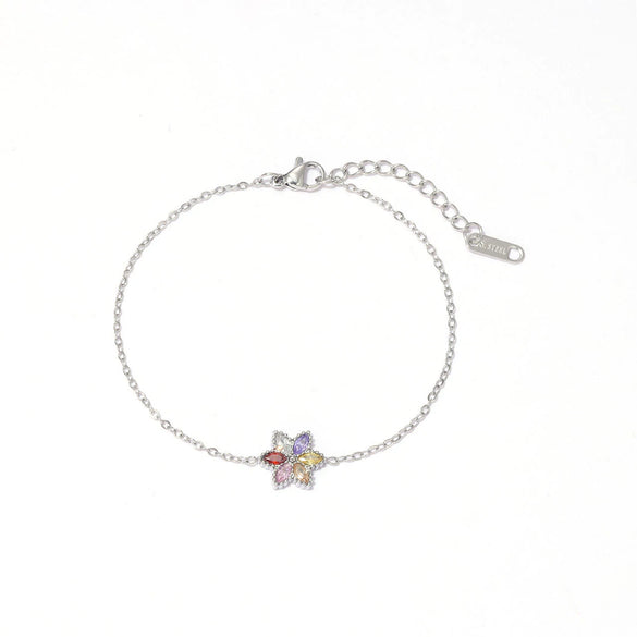 Women's Titanium Steel Geometric Flower Style Electroplating Bracelet Jewelry