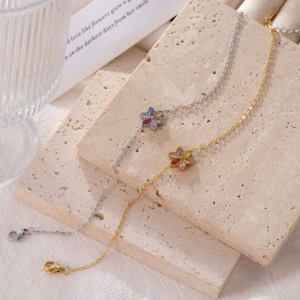 Women's Titanium Steel Geometric Flower Style Electroplating Bracelet Jewelry
