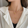 Women's Stainless Steel Geometric Gold Ball Necklace Minimalist Snake Chain Electroplated Non Tarnish Clavicle Chain