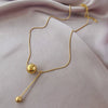 Women's Stainless Steel Geometric Gold Ball Necklace Minimalist Snake Chain Electroplated Non Tarnish Clavicle Chain