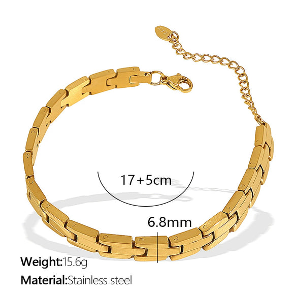 Women's 316L Stainless Steel Geometric Gold Plated Electroplated Minimalist Bracelet Jewelry