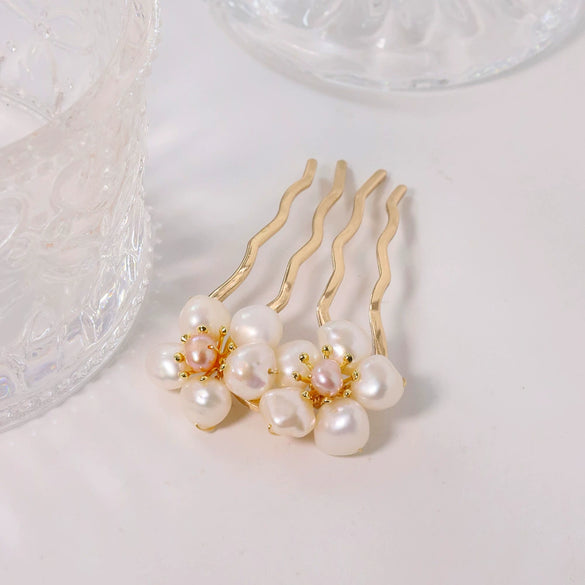 Women's Titanium Steel Geometric Handmade Ushaped Pearl Hairpin