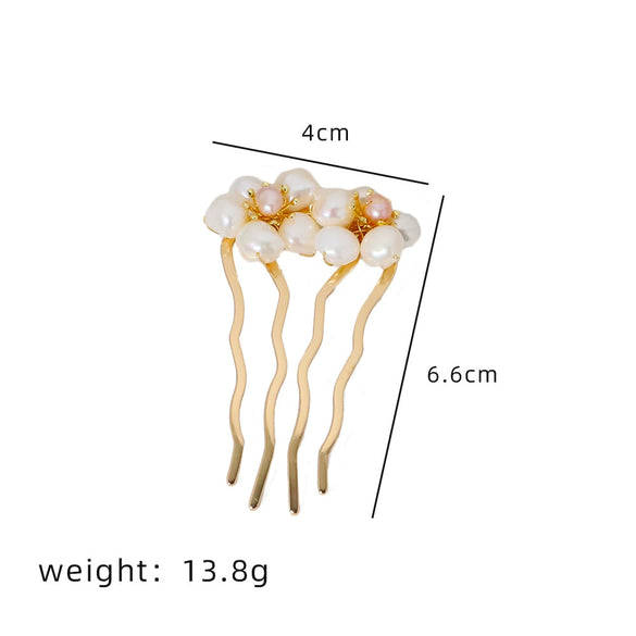 Women's Titanium Steel Geometric Handmade Ushaped Pearl Hairpin