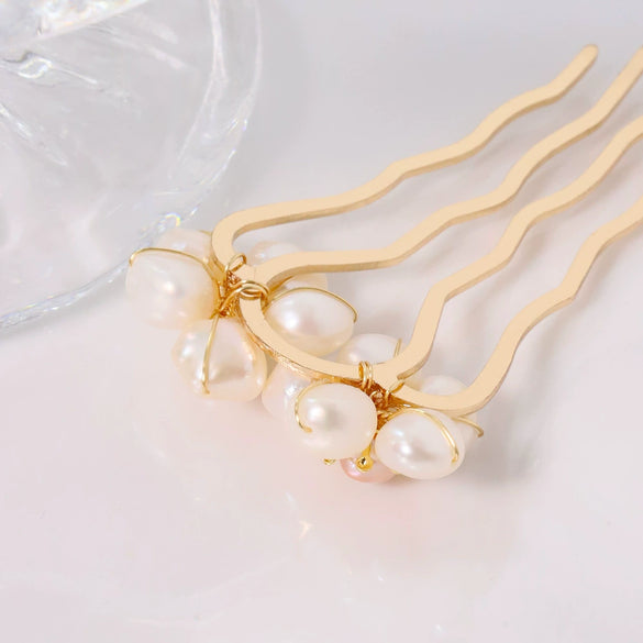 Women's Titanium Steel Geometric Handmade Ushaped Pearl Hairpin