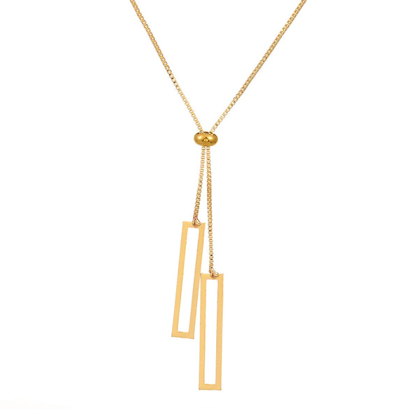 Women's Titanium Steel Geometric Heart Shape Pullout Clavicle Chain Necklace With Electroplating And Snake Bone Chain Style