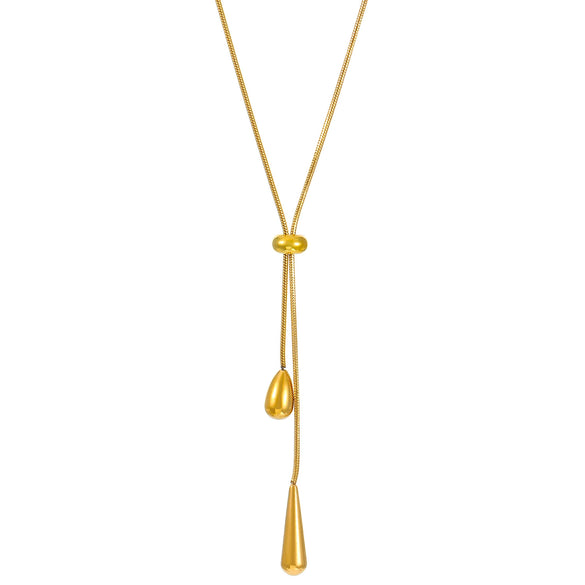 Women's Titanium Steel Geometric Heart Shape Pullout Clavicle Chain Necklace With Electroplating And Snake Bone Chain Style