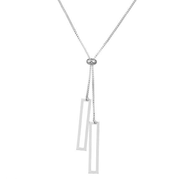 Women's Titanium Steel Geometric Heart Shape Pullout Clavicle Chain Necklace With Electroplating And Snake Bone Chain Style
