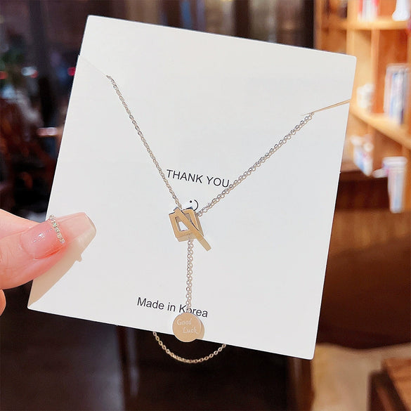 Women's Titanium Steel Geometric High Sense Electroplated Cross Chain Necklace