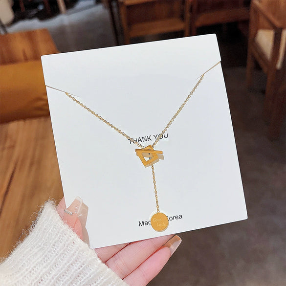 Women's Titanium Steel Geometric High Sense Electroplated Cross Chain Necklace