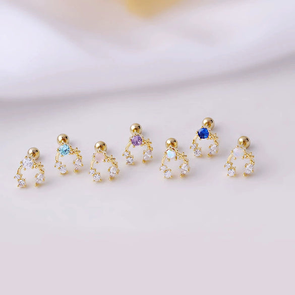 Women's Titanium Steel Geometric Inlaid Zircon Ear Nail Earrings