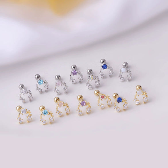 Women's Titanium Steel Geometric Inlaid Zircon Ear Nail Earrings