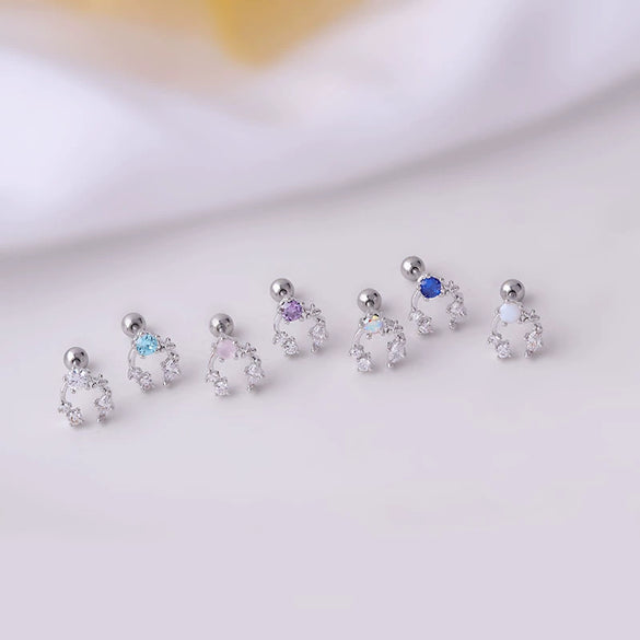 Women's Titanium Steel Geometric Inlaid Zircon Ear Nail Earrings