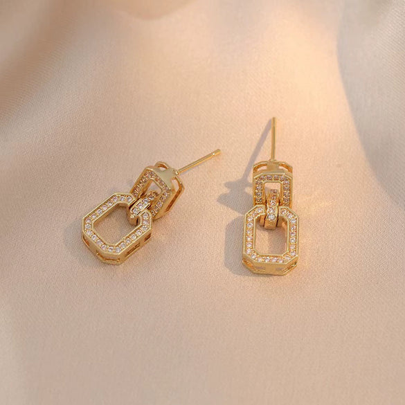 Women's Titanium Steel Geometric Jewelry Electroplated With Mixed Gemstone Setting Including Earrings Ring Necklace