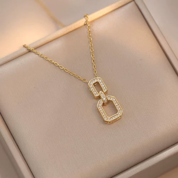 Women's Titanium Steel Geometric Jewelry Electroplated With Mixed Gemstone Setting Including Earrings Ring Necklace