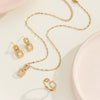 Women's Titanium Steel Geometric Jewelry Electroplated With Mixed Gemstone Setting Including Earrings Ring Necklace