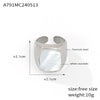 Women's 316L Stainless Steel Geometric Light Luxury Wide Pasta Finger Ring Inlaid With White Fritillary Design Goldplated Open Ring With Diamond Treatment